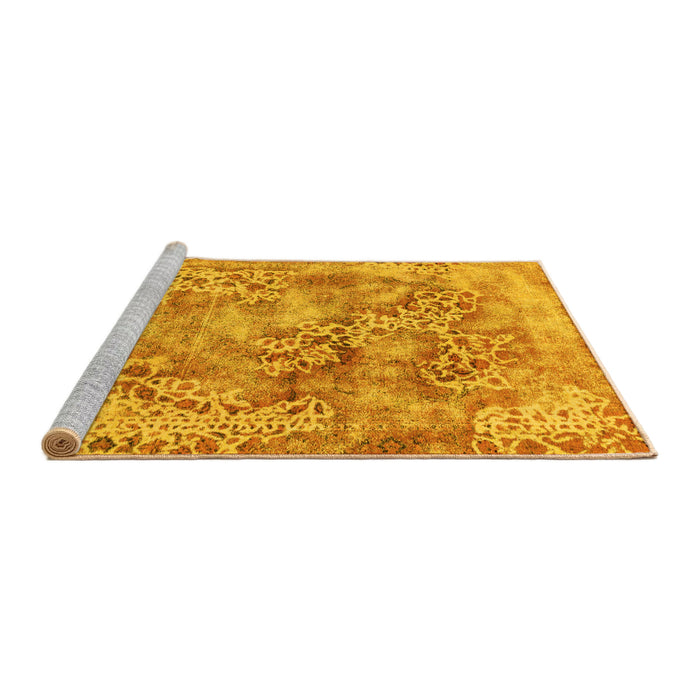 Sideview of Machine Washable Abstract Yellow Modern Rug, wshabs1765yw