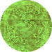 Round Machine Washable Abstract Green Modern Area Rugs, wshabs1765grn