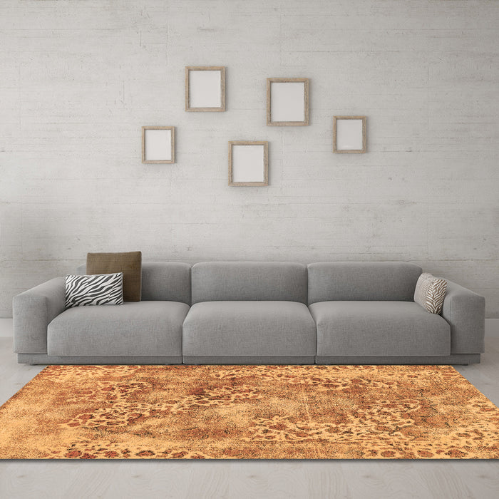 Machine Washable Abstract Brown Modern Rug in a Living Room,, wshabs1765brn