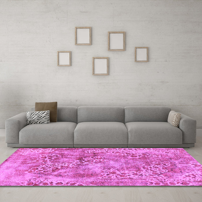 Machine Washable Abstract Purple Modern Area Rugs in a Living Room, wshabs1765pur
