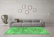 Machine Washable Abstract Emerald Green Modern Area Rugs in a Living Room,, wshabs1765emgrn