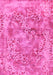 Machine Washable Abstract Pink Modern Rug, wshabs1765pnk