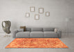 Machine Washable Abstract Orange Modern Area Rugs in a Living Room, wshabs1765org