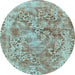 Round Machine Washable Abstract Light Blue Modern Rug, wshabs1765lblu