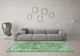 Machine Washable Abstract Turquoise Modern Area Rugs in a Living Room,, wshabs1765turq