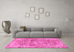 Machine Washable Abstract Pink Modern Rug in a Living Room, wshabs1765pnk