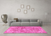 Machine Washable Abstract Pink Modern Rug, wshabs1765pnk