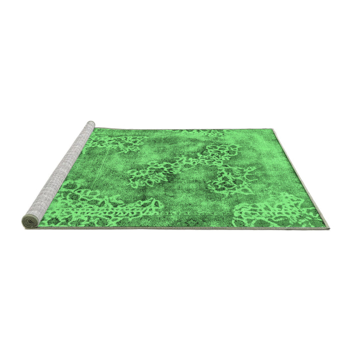 Sideview of Machine Washable Abstract Emerald Green Modern Area Rugs, wshabs1765emgrn