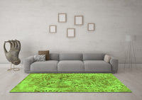 Machine Washable Abstract Green Modern Rug, wshabs1765grn