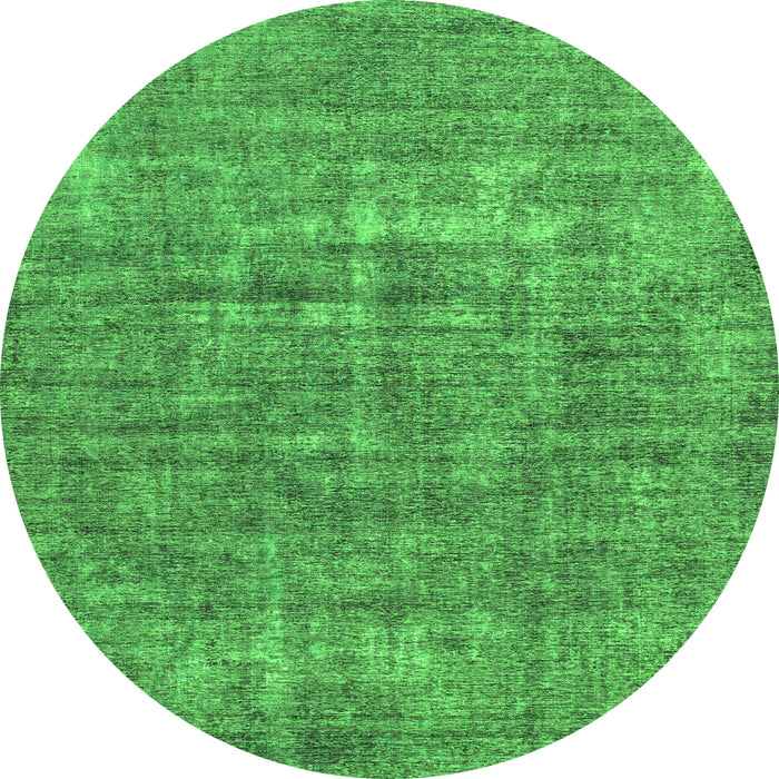 Round Machine Washable Abstract Green Modern Area Rugs, wshabs1766grn
