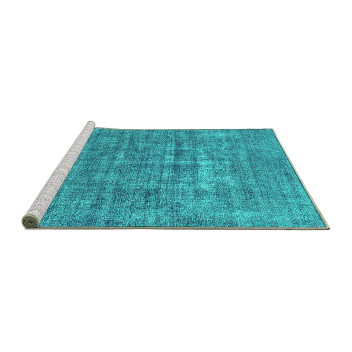 Sideview of Machine Washable Abstract Turquoise Modern Area Rugs, wshabs1766turq