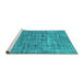 Sideview of Machine Washable Abstract Turquoise Modern Area Rugs, wshabs1766turq