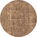 Round Abstract Brown Modern Rug, abs1766brn