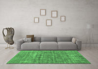 Machine Washable Abstract Emerald Green Modern Rug, wshabs1766emgrn