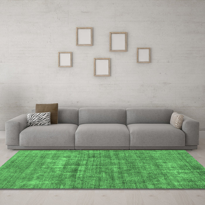 Machine Washable Abstract Emerald Green Modern Area Rugs in a Living Room,, wshabs1766emgrn