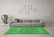 Machine Washable Abstract Green Modern Area Rugs in a Living Room,, wshabs1766grn