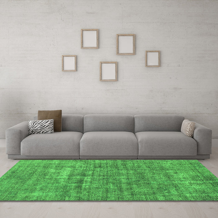 Machine Washable Abstract Green Modern Area Rugs in a Living Room,, wshabs1766grn