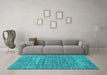 Machine Washable Abstract Turquoise Modern Area Rugs in a Living Room,, wshabs1766turq