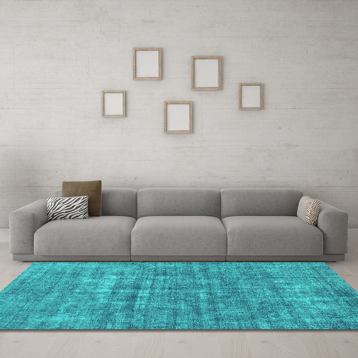 Machine Washable Abstract Turquoise Modern Area Rugs in a Living Room,, wshabs1766turq