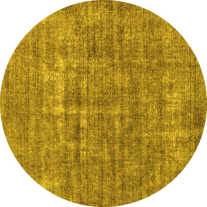 Round Machine Washable Abstract Yellow Modern Rug, wshabs1766yw