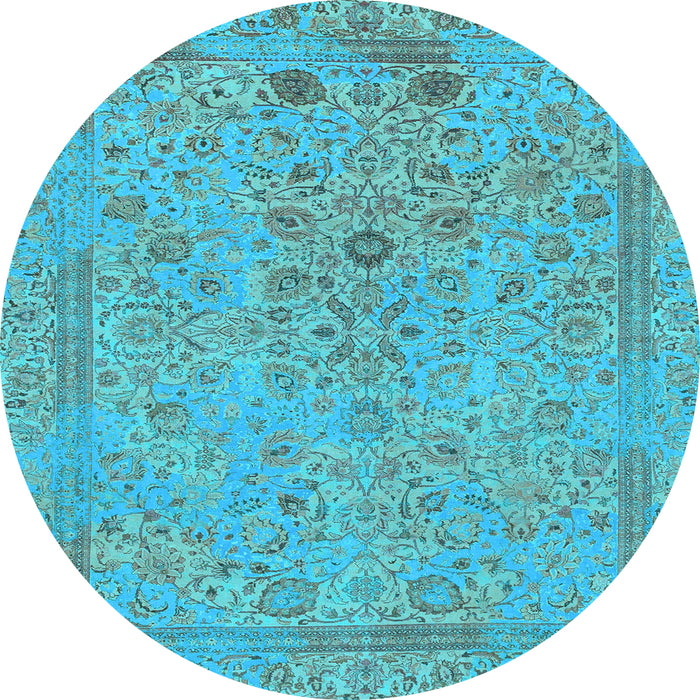 Round Machine Washable Abstract Light Blue Modern Rug, wshabs1767lblu