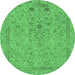 Round Abstract Emerald Green Modern Rug, abs1767emgrn