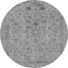 Round Machine Washable Abstract Gray Modern Rug, wshabs1767gry