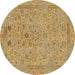 Round Abstract Brown Modern Rug, abs1767brn