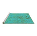 Sideview of Machine Washable Abstract Turquoise Modern Area Rugs, wshabs1767turq