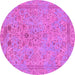 Round Machine Washable Abstract Pink Modern Rug, wshabs1767pnk