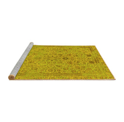 Sideview of Machine Washable Abstract Yellow Modern Rug, wshabs1767yw