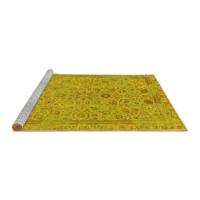 Sideview of Machine Washable Abstract Yellow Modern Rug, wshabs1767yw