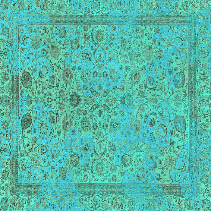 Square Machine Washable Abstract Turquoise Modern Area Rugs, wshabs1767turq