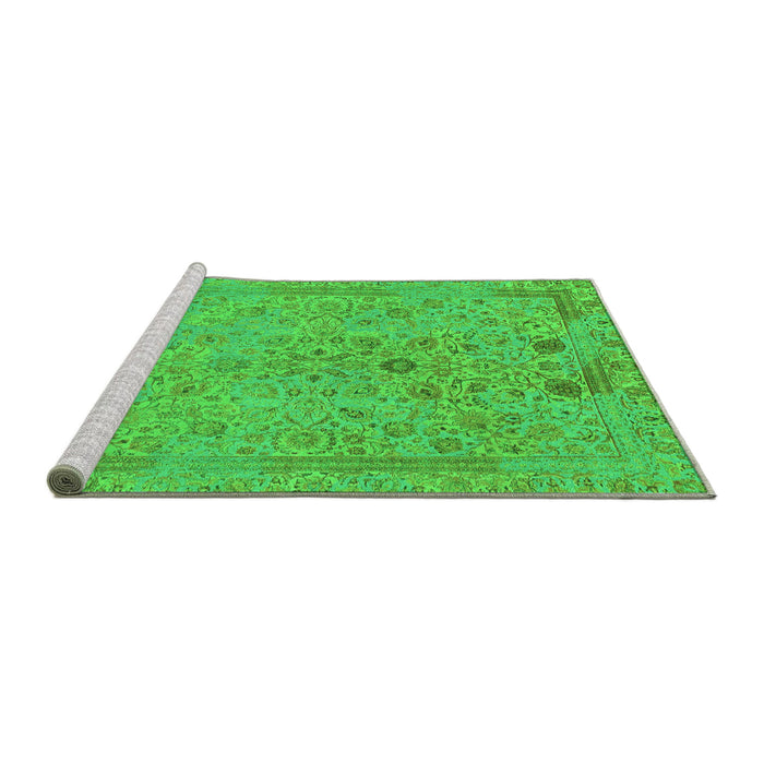 Sideview of Machine Washable Abstract Green Modern Area Rugs, wshabs1767grn