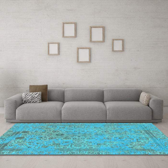 Machine Washable Abstract Light Blue Modern Rug in a Living Room, wshabs1767lblu