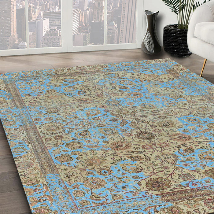 Abstract Khaki Green Modern Rug in Family Room, abs1767