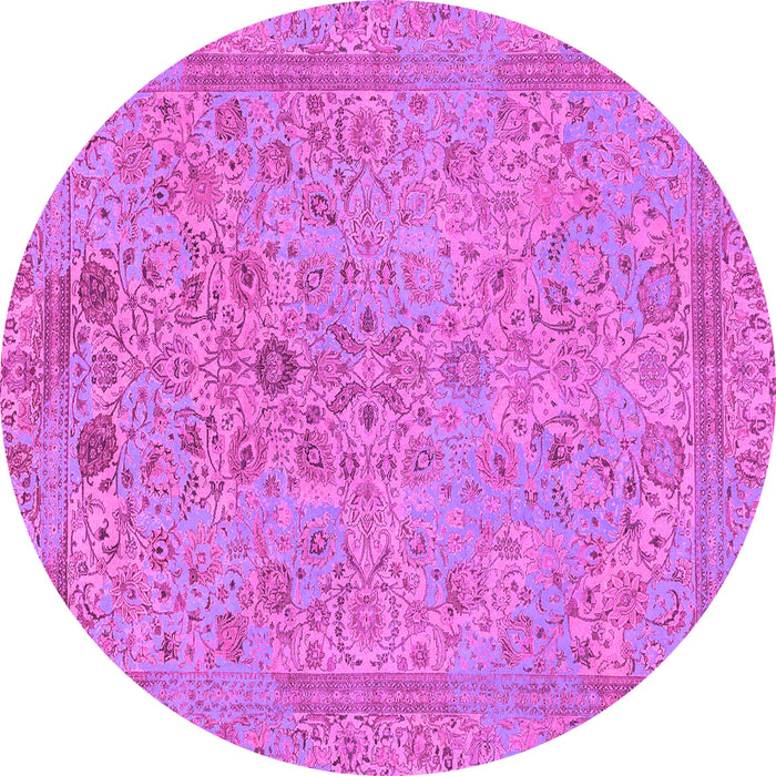 Round Abstract Pink Modern Rug, abs1767pnk