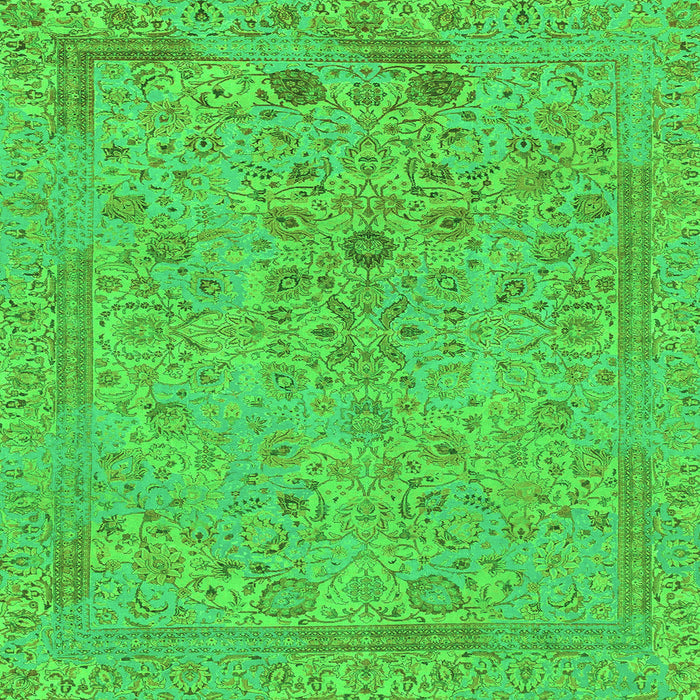 Square Machine Washable Abstract Green Modern Area Rugs, wshabs1767grn