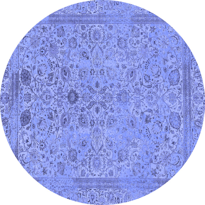 Round Machine Washable Abstract Blue Modern Rug, wshabs1767blu