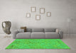 Machine Washable Abstract Green Modern Area Rugs in a Living Room,, wshabs1767grn