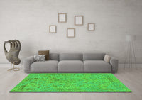 Machine Washable Abstract Green Modern Rug, wshabs1767grn