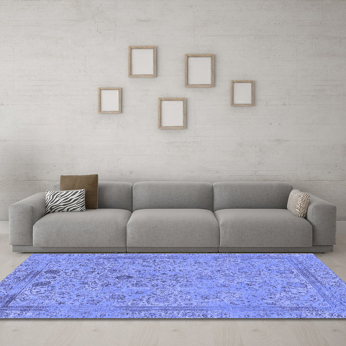 Machine Washable Abstract Blue Modern Rug in a Living Room, wshabs1767blu