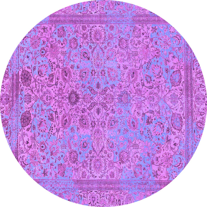 Round Abstract Purple Modern Rug, abs1767pur