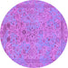 Round Abstract Purple Modern Rug, abs1767pur