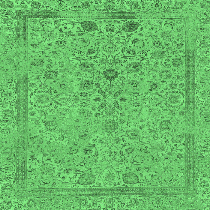Square Abstract Emerald Green Modern Rug, abs1767emgrn