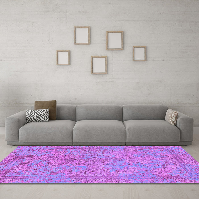 Machine Washable Abstract Purple Modern Area Rugs in a Living Room, wshabs1767pur
