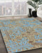 Machine Washable Abstract Khaki Green Rug in a Family Room, wshabs1767