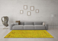 Machine Washable Abstract Yellow Modern Rug, wshabs1767yw