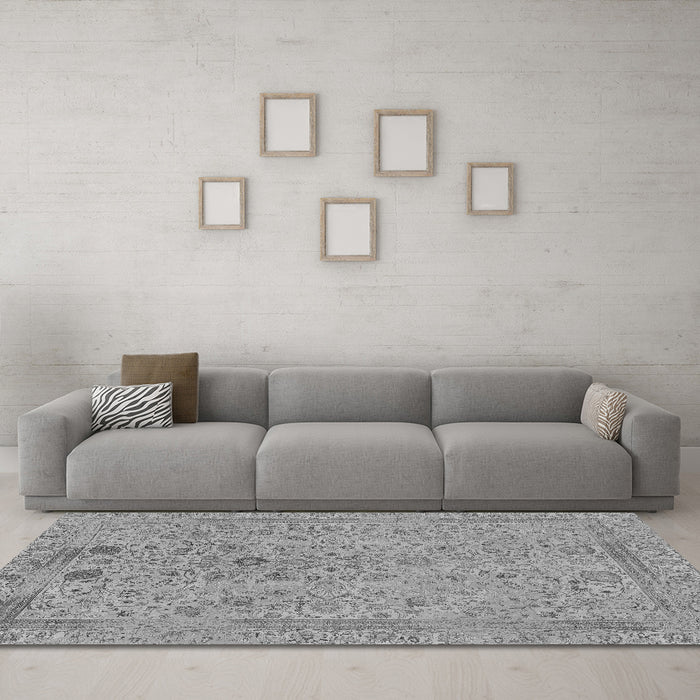 Machine Washable Abstract Gray Modern Rug in a Living Room,, wshabs1767gry