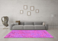 Machine Washable Abstract Pink Modern Rug, wshabs1767pnk